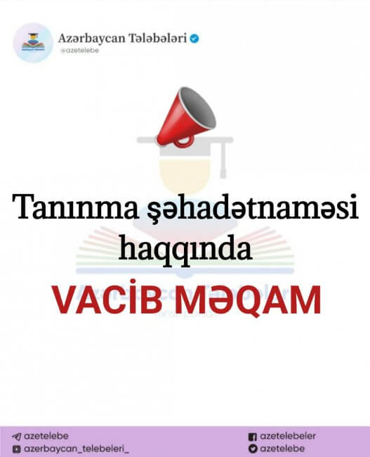 Tanınma şəhadətnaməsi haqqında vacib məqam